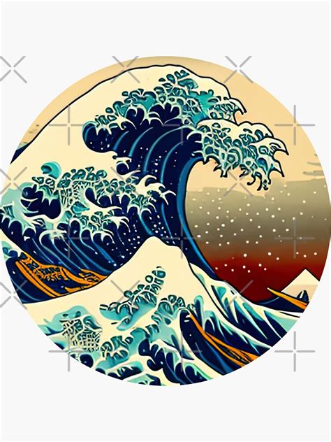 Great Wave Off Kanagawa Sticker For Sale By Haruudu Redbubble