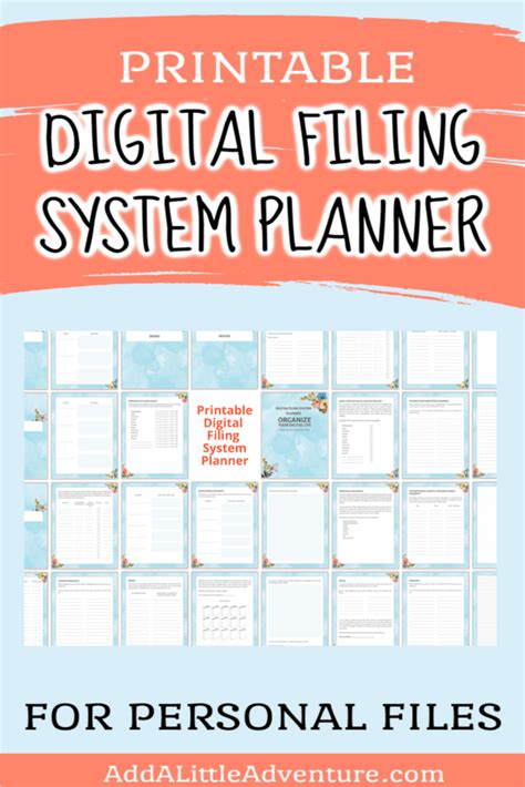 Digital Filing System Planner for Personal Files - Add A Little Adventure