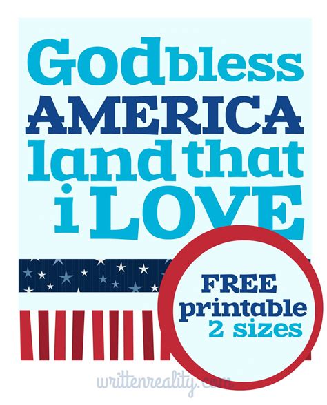 Grab Your FREE God Bless America Printable - Written Reality