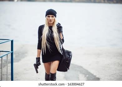 Sexy Blonde Girl Weapon Stock Photo Shutterstock