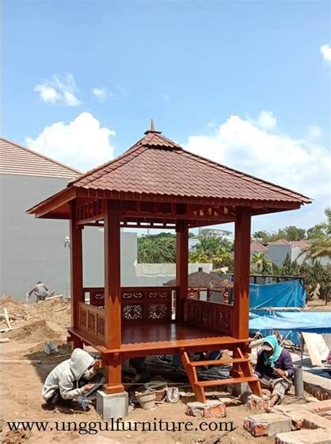 Gazebo Minimalis Modern Kayu Jati Jepara