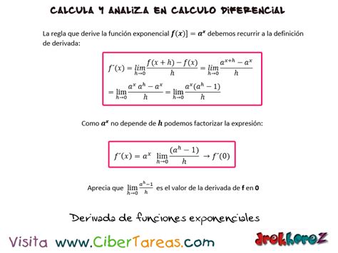 La Derivadas De Funciones Exponenciales Cálculo Diferencial Cibertareas