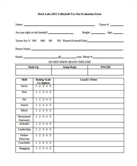 Free Girls Softball Evaluation Forms