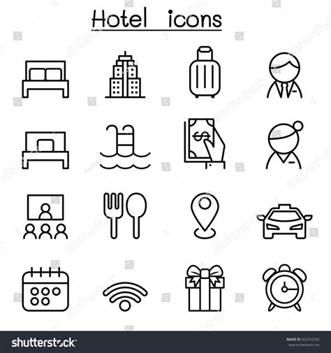 Hotel Icon Set Thin Line Style Stock Vector Royalty Free 562555765