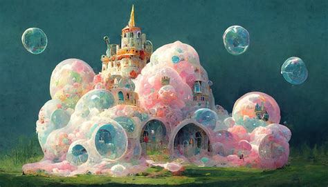 Premium Photo | Bubble castle stylized fantasy concept art illustration