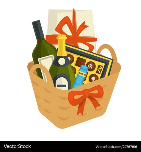 Gift basket full of chocolates and alcohol bottles