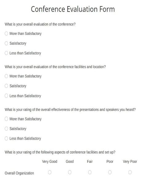 Free Conference Evaluation Form Template 123FormBuilder