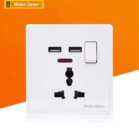 86usb Socket Universal 13a Multi Function Five Hole Double Usb Socket On