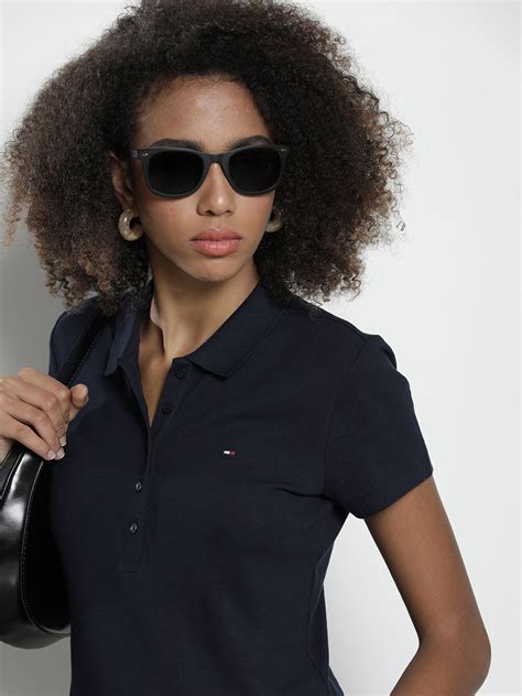 Buy Tommy Hilfiger Women Solid Polo Collar Slim Fit T Shirt Tshirts