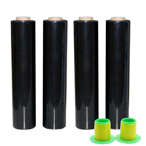 4 Pack Industrial Black Pallet Stretch Wrap Cling Film 20mic X 400mm X