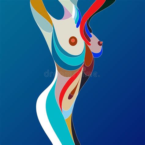 Graphic Illustration With A Nude Girl Stock Vector Illustration Of Artwork Abstract