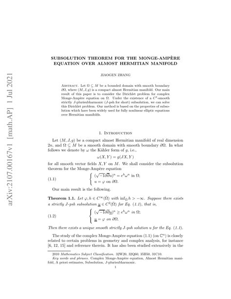 PDF Subsolution Theorem For The Monge E Re Equation Over Almost