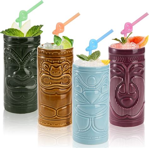 Amazon Cedilis Pack Ceramic Tiki Mug Oz Tiki Drinking Cups