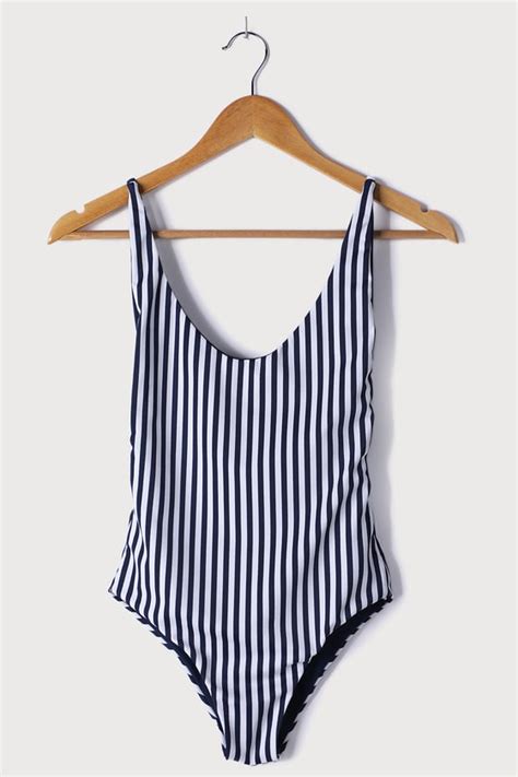 Striped Swimsuit Scoop Neck Swimsuit One Piece Swimsuit Lulus