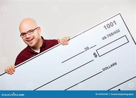 Check Cheerful Man With Large Check Stock Image Image Of Check Male