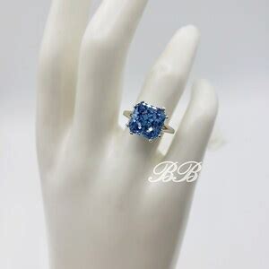 Mm Blue Crushed Ice Radiant Cut Eight Prong Solitaire Statement Ring