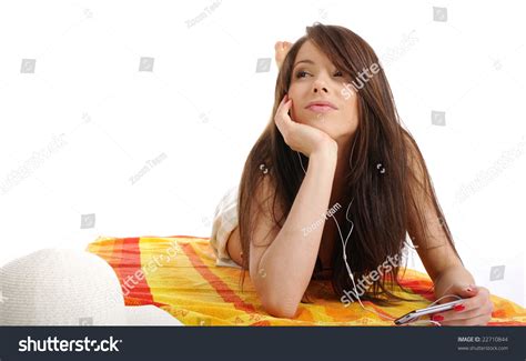 Beautiful Girl Bikini Laying Isolated On Stock Photo Shutterstock