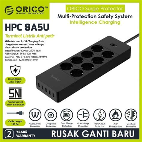 Jual Anti Petir Orico Hpc A U Eu Surge Protector Strip Outlet With