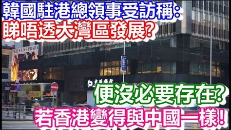 🔴韓國駐港總領事受訪稱：若香港變得與中國一樣！便沒必要存在！睇唔透大灣區發展？｜日更頻道 Youtube