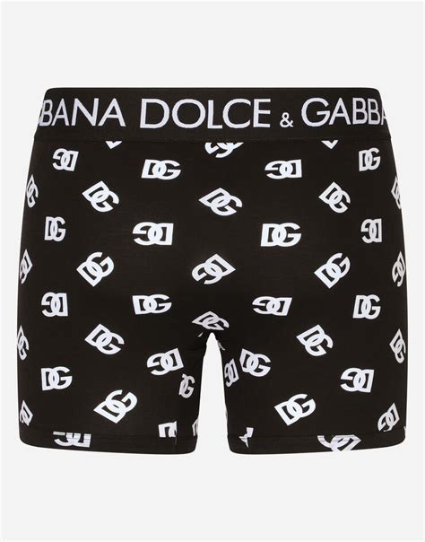 Long Leg Two Way Stretch Jersey Boxers With Dg Logo Print In Multicolor