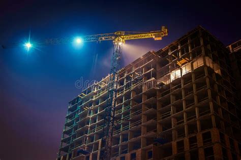 Crane at night stock photo. Image of exterior, crane - 61273830