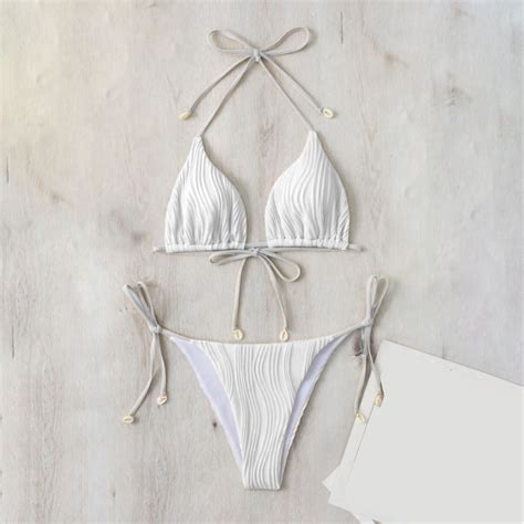 White Womens Swimsuits Women S Split Bikini Sexy Solid Color European And American Fashion