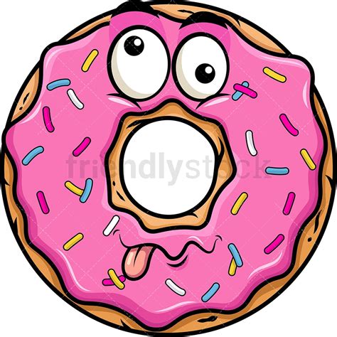 Goofy Crazy Eyes Donut Emoji Cartoon Clipart Vector Friendlystock