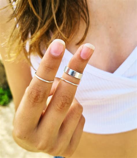 Silver Knuckle Ring Set Of 3 Above The Knuckle Rings Stacking Etsy