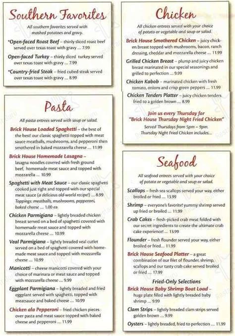 Menu at Brick House Diner restaurant, Midlothian, Midlothian Tpke