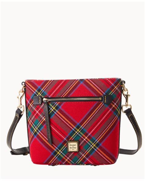 Dooney Bourke Cotton Tartan Small Zip Crossbody In Red Save Lyst