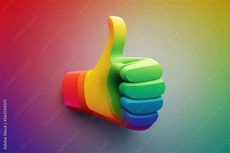 Thumbs Up Hand Emoji Icon rainow colour ,Illustration Sign. Human ...