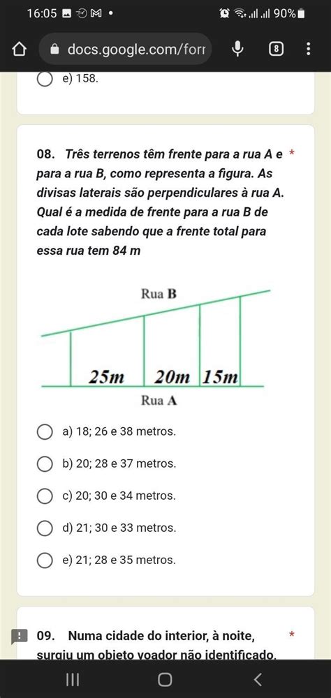 Tres Terrenos Tem Frente Para A Rua A - Três terrenos têm frente para a rua A..... - brainly.com.br