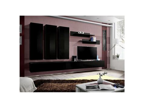 Ensemble Meuble Tv Mural Fly I 320 Cm X 190 Cm X 40 Cm Noir