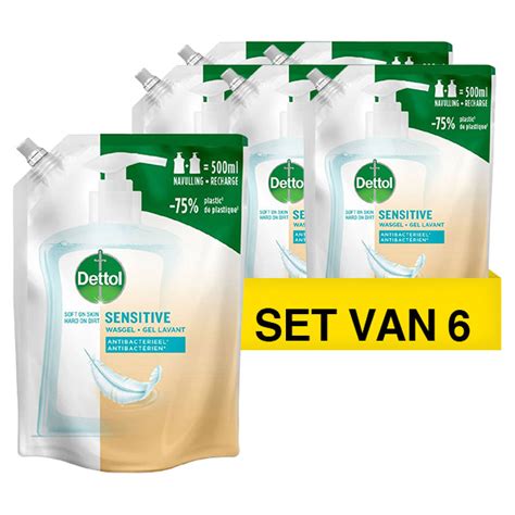 Aanbieding 6x Dettol Handzeep Navulling Sensitive 500 Ml Dettol