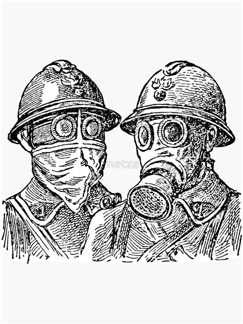 Vintage Illustration Of Two People With Masks Sticker By Netza