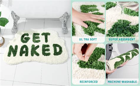 Amazon LEEBOX Get Naked Bath Mat Green Cute Get Naked Bathroom