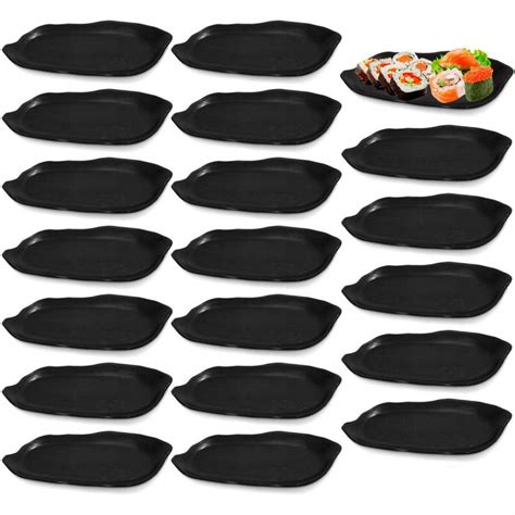 Kit 20 Pratos Formato De Folha Para Peixes E Sushis Em Melamina