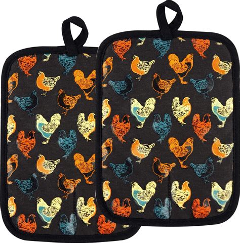 Amazon Leaves Pot Holders For Kitchen Hot Pads 100 Cotton Set Of