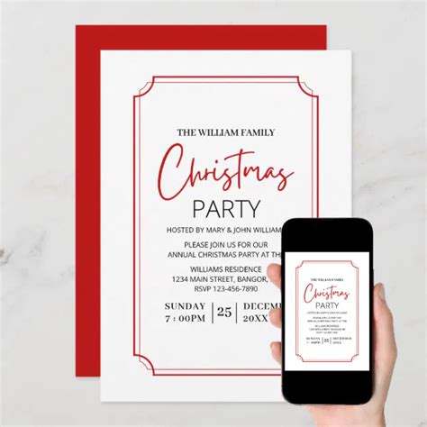 Simple Family Christmas Party Invitation | Zazzle