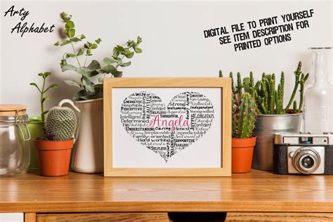 Personalised Heart Shaped Word Art T Etsy Word Art Ts