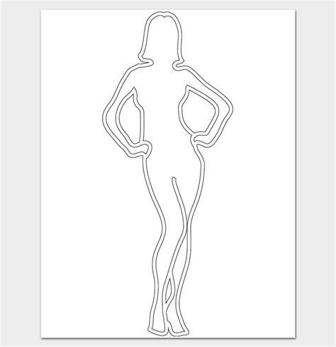 Free Printable Female Body Outline Templates Dotxes