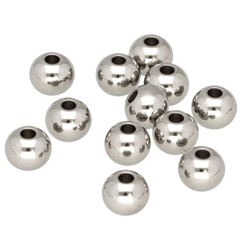 Mm Stainless Steel Round Bead Silver