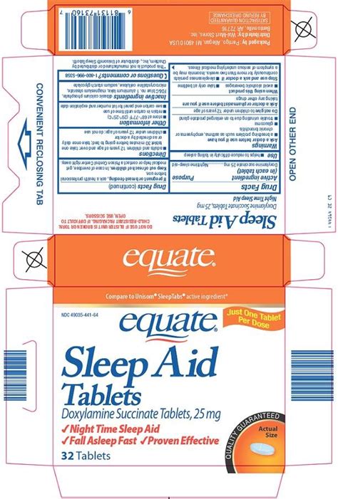 Equate Sleep Aid: Package Insert / Prescribing Information