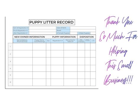 Puppy Litter Record Canva Template Us Letter Size Printable Pdf