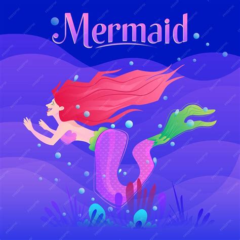 Premium Vector Mermaid Character Design Illustration Vector Cute Mermaid Girl Cartoon