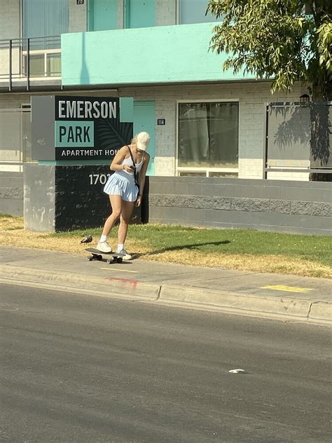 Mini Blue Skirt And Ya Shes Skate Boarding OC Cap Got Some Cheeks Ass Forum