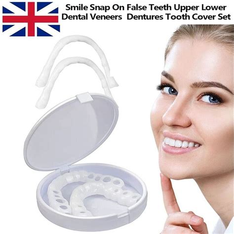 Smile Snap On False Teeth Upper & Lower Dental Veneers Dentures Tooth Cover Set | eBay ...