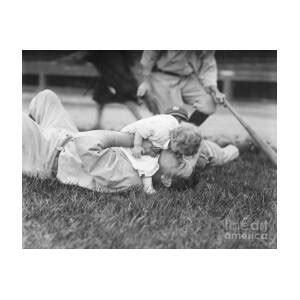 Babe Ruth Playing With Baby Daughter By Bettmann