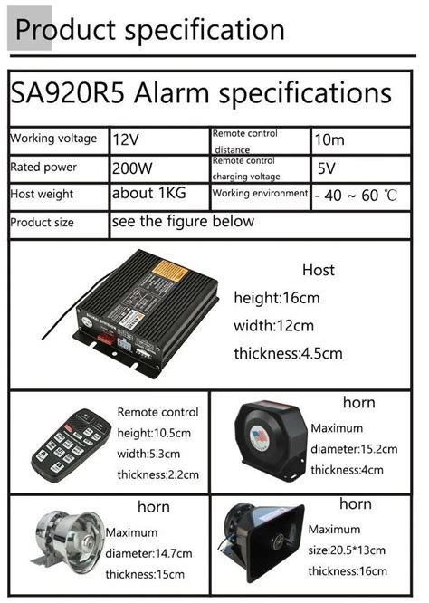 Square Siren Horn Speaker W Ambulance Remote Control Wireless