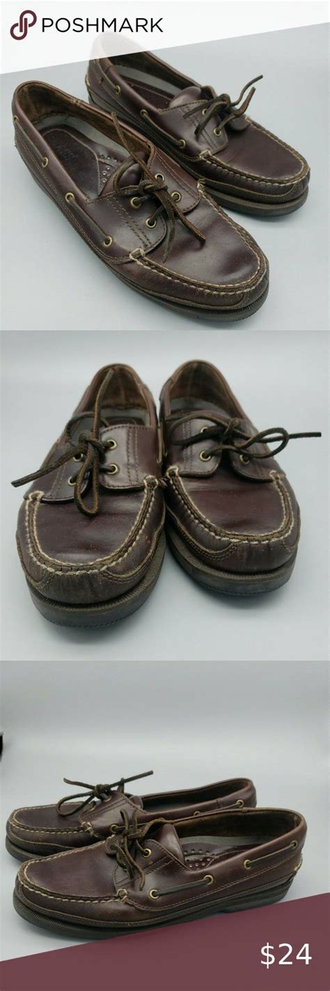 Mens Bass Boat Shoes 105 W 0337 Brown Leather Loafers Boat Shoes